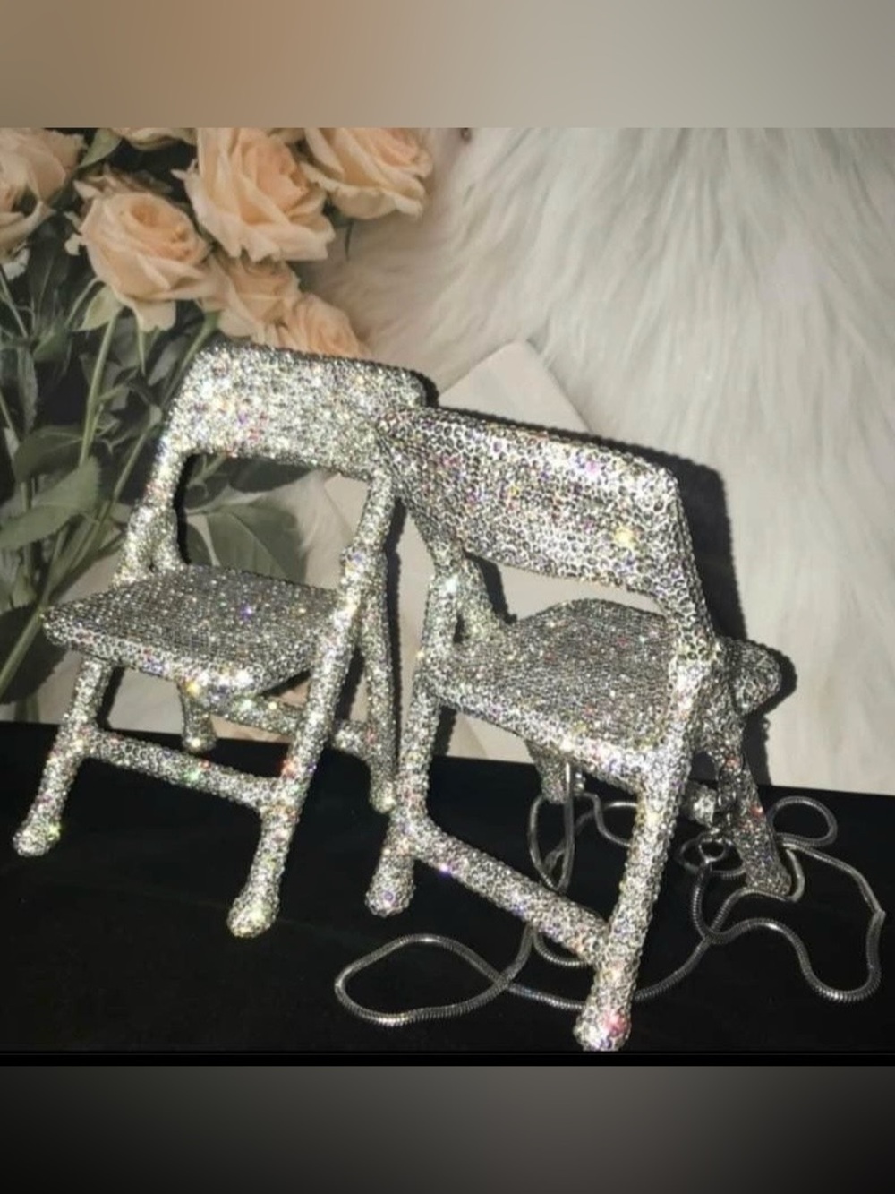 Rhinestone Fold up chair statement over the shoulder bling/glam statement peice
